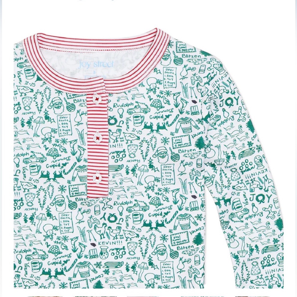 Joy Street Kids North Pole Christmas Two Piece Kids Henley Pajamas